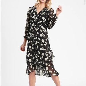 Ruffle Wrap Floral Midi Dress